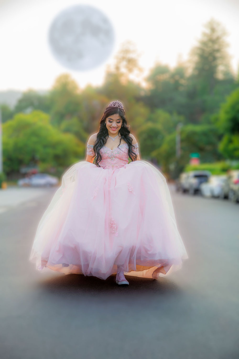Wide view of live band performance on stage